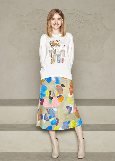 [THE A STORY] F/W Oil Painting Skirt (AEFPSK02) BE
