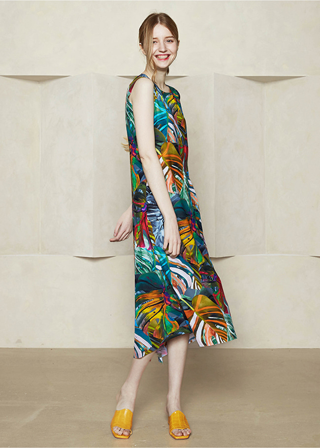 [THE A STORY] S/S Tropical Print Sleeveless Dress (AEMPDL15)_BL
